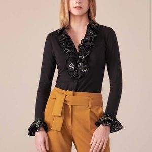 Anne Fontaine women’s black LANELA blouse top button down size 36